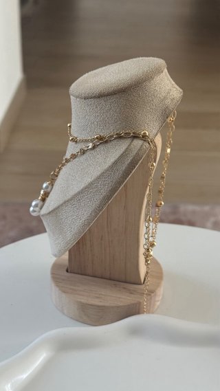 Collana doppia con ciondolo perline strass