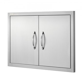 Puerta de Acceso para BBQ, Puerta Doble para Cocina Exterior de 711x482 mm, Puerta de Montaje Flush de Acero Inoxidable, Puerta Vertical de Pared con Manijas, para Isla de BBQ, Estación de Asado, ...