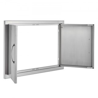 Puerta de Acceso para BBQ, Puerta Doble para Cocina Exterior de 711x482 mm, Puerta de Montaje Flush de Acero Inoxidable, Puerta Vertical de Pared con Manijas, para Isla de BBQ, Estación de Asado, ...