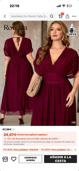 Vestido Roveilla Talla XXL Rojo