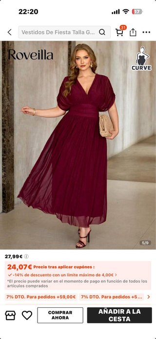 Vestido Roveilla Talla XXL Rojo