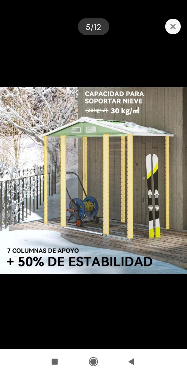 Caseta Metálica Cobertizo 2,36m² Verde