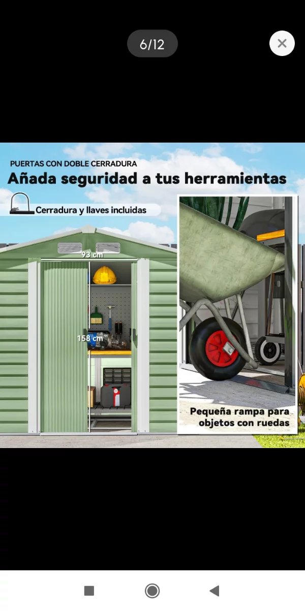 Caseta Metálica Cobertizo 2,36m² Verde