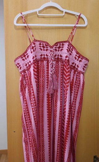 Vestido largo estampado combinado XL