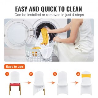 Cubiertas de Sillas Plegables de Spandex Elástico, Cubierta de Silla Universal Ajustada con Lazos para Sillas, Fundas Protectores Removibles y Lavables, para Bodas, Vacaciones, Banquetes, Fiestas,...