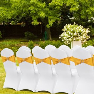 Cubiertas de Sillas Plegables de Spandex Elástico, Cubierta de Silla Universal Ajustada con Lazos para Sillas, Fundas Protectores Removibles y Lavables, para Bodas, Vacaciones, Banquetes, Fiestas,...