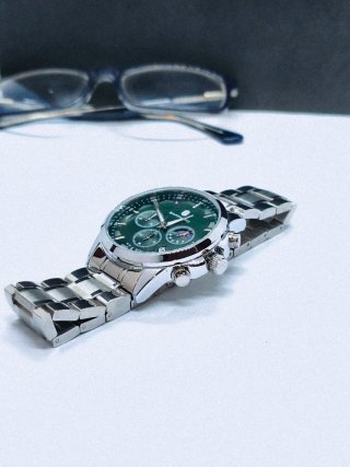 Relógio Sapphero Verde e Prata