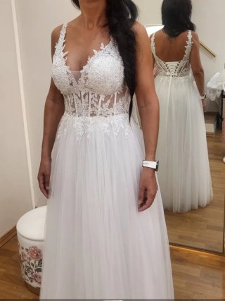 Vestido Novia Romántico Encaje y Tul