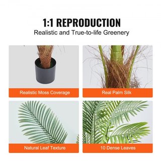 Árbol de Palma Artificial, Planta Falsa de 4 PIES de Altura, Material PE Seguro y Protección Antivuelco, Planta de Bajo Mantenimiento, Árbol Falso Verde Realista para Decoración de Oficina en Casa...