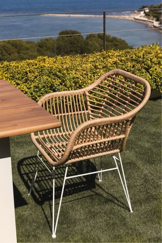 2 Sedie in Rattan Sintetico con Gambe Bianche
