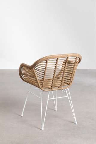 2 Sedie in Rattan Sintetico con Gambe Bianche