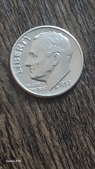 Moneda 10 Céntimos Roosevelt 1959 Plata.900