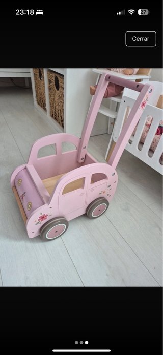 Andador Little Dutch madera rosa flores