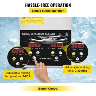 Limpiador Ultrasónico Mejorado de 2L (Calentador de 100W 60W Ultrasónico) Limpiador de Piezas de Laboratorio Digital Profesional con Temporizador de Calentador para Limpieza de Joyería y Gafas