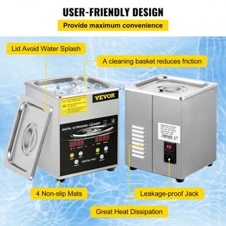 Limpiador Ultrasónico Mejorado de 2L (Calentador de 100W 60W Ultrasónico) Limpiador de Piezas de Laboratorio Digital Profesional con Temporizador de Calentador para Limpieza de Joyería y Gafas