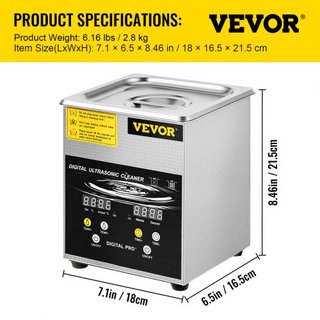 Limpiador Ultrasónico Mejorado de 2L (Calentador de 100W 60W Ultrasónico) Limpiador de Piezas de Laboratorio Digital Profesional con Temporizador de Calentador para Limpieza de Joyería y Gafas