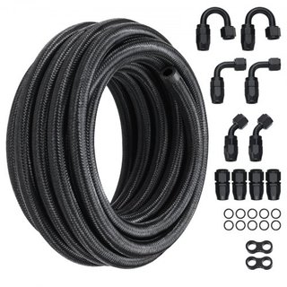 Kit de Línea de Combustible 6AN, Kit de Manguera de Combustible de 20 FT, Kit de Conexión de Manguera de Combustible de Nylon Trenzado de Acero Inoxidable de 0.34", con 12 PCS de Kit de Adaptador ...