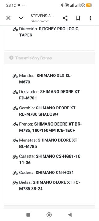 Bicicleta Stevens Sonora SL 2016, talla M
