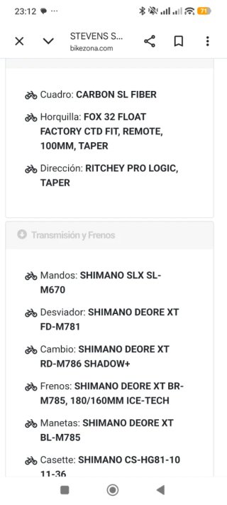 Bicicleta Stevens Sonora SL 2016, talla M
