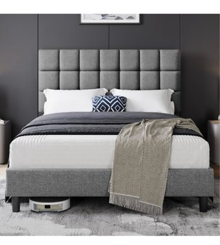 Cama 140x200 Tela y Madera