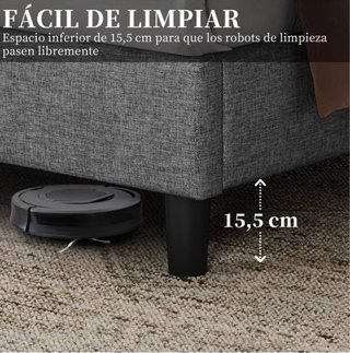 Cama 140x200 Tela y Madera