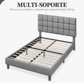 Cama 140x200 Tela y Madera