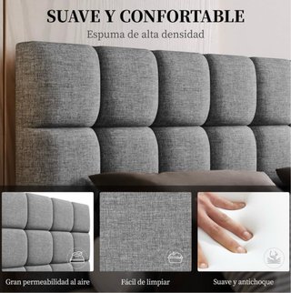 Cama 140x200 Tela y Madera