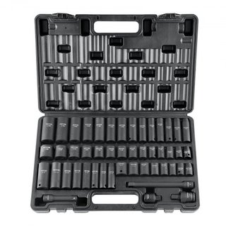 Juego de Enchufes de Impacto de 3/8", Juego de 48 Piezas SAE (5/16" - 3/4") y Métrico (8-22mm) Barra de Extensión de 6 Puntos Cr-V, Junta Universal y Adaptador para Taladro Eléctrico Incluye Estuc...