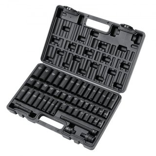 Juego de Enchufes de Impacto de 3/8", Juego de 48 Piezas SAE (5/16" - 3/4") y Métrico (8-22mm) Barra de Extensión de 6 Puntos Cr-V, Junta Universal y Adaptador para Taladro Eléctrico Incluye Estuc...