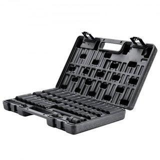 Juego de Enchufes de Impacto de 3/8", Juego de 48 Piezas SAE (5/16" - 3/4") y Métrico (8-22mm) Barra de Extensión de 6 Puntos Cr-V, Junta Universal y Adaptador para Taladro Eléctrico Incluye Estuc...