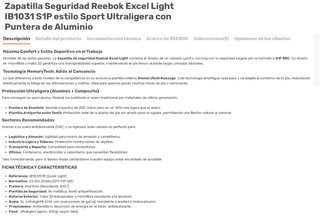 Zapatilla Seguridad Reebok Talla 44
