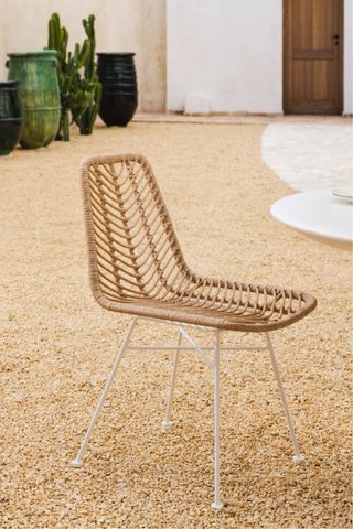 2 Sedie in rattan con gambe bianche