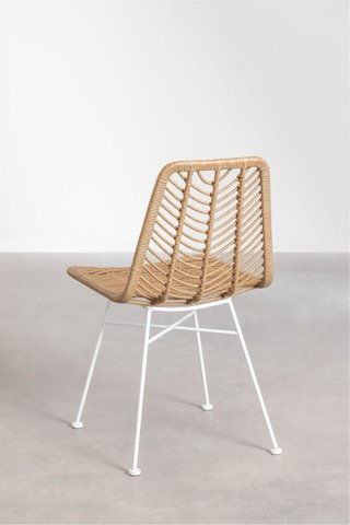 2 Sedie in rattan con gambe bianche