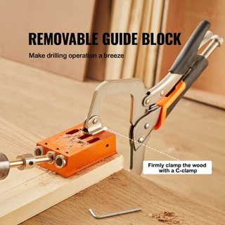 Kit de Plantilla de Agujeros de Pocket, 34 Pcs Sistema de Plantilla de Agujeros de Pocket con C-clamp de 27.9 cm, Accesorio, Brocas de Paso, Llaves, Anillos de Detención de Taladro, Puntas de Cond...
