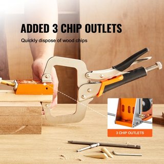 Kit de Plantilla de Agujeros de Pocket, 34 Pcs Sistema de Plantilla de Agujeros de Pocket con C-clamp de 27.9 cm, Accesorio, Brocas de Paso, Llaves, Anillos de Detención de Taladro, Puntas de Cond...