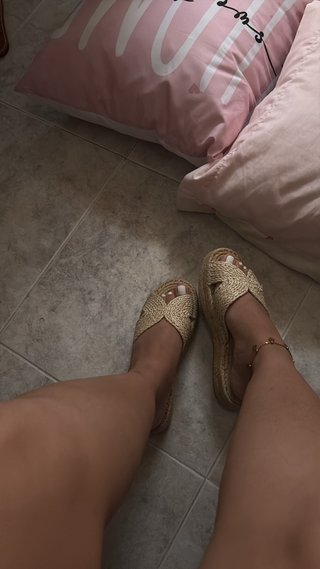 Sandalias cuña esparto beige