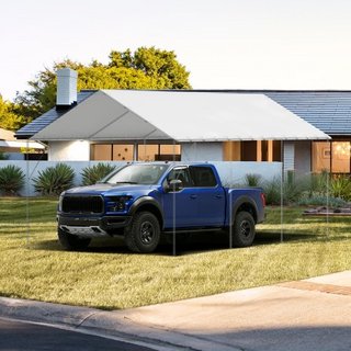 Cubierta de Reemplazo para Carport de 10 x 20 pies, Carpa de Techo para Garaje, Lona Pesada Impermeable y Protegida contra UV, Instalación Fácil con 40 Bungees de Bola (Solo Cubierta Superior, Mar...
