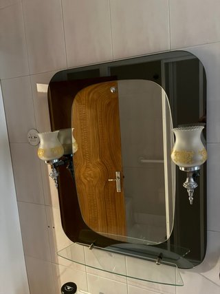 Espejo de baño madera y metal