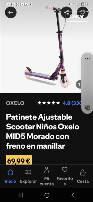 Patinete Oxelo MID5 Morado Niños