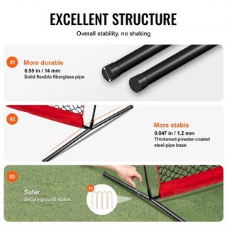 Red de Respaldo Barricada, Red de Barrera para Deportes de Pelota de 7x7 pies, Equipo de Práctica Portátil con Bolsa de Transporte, Pantalla de Protección para Entrenamiento de Béisbol, Softbol, L...