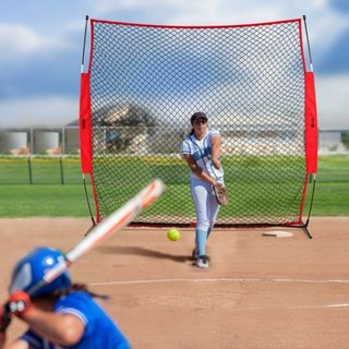 Red de Respaldo Barricada, Red de Barrera para Deportes de Pelota de 7x7 pies, Equipo de Práctica Portátil con Bolsa de Transporte, Pantalla de Protección para Entrenamiento de Béisbol, Softbol, L...