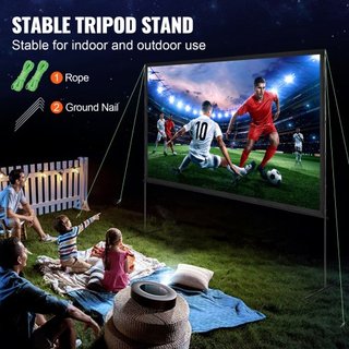Pantalla de Proyector con Soporte, Pantalla de Película Exterior de 120 pulgadas 16:9 4K 1080 HD con Soporte, Pantalla de Proyección Sin Arrugas con Patas de Barra y Bolsa de Transporte, para Cine...