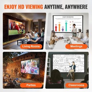 Pantalla de Proyector con Soporte, Pantalla de Película Exterior de 120 pulgadas 16:9 4K 1080 HD con Soporte, Pantalla de Proyección Sin Arrugas con Patas de Barra y Bolsa de Transporte, para Cine...