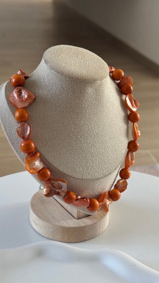 Collana vintage pietre arancioni donna