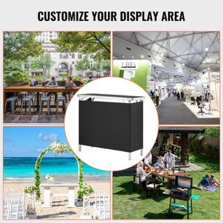 Mesa Podio Portátil para Feria, 97,5 × 38,5 × 87 cm, Mostrador de Exhibición con Pared, Mesa de Bar de Promoción Plegable con Estante de Almacenamiento y Bolsa de Transporte