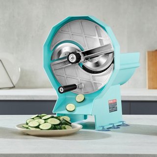 Cortadora Manual de Verduras y Frutas, Máquina de Cortar Comercial Ajustable de Grosor 0-0.5"/0-12mm, Puertos de Alimentación Dobles, Máquina de Corte de Alimentos con Cuchilla de Acero Inoxidable...
