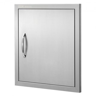 Puerta de Acceso para BBQ, Puerta de Cocina Exterior Individual de 457x508 mm, Puerta de Montaje Flush de Acero Inoxidable, Puerta Vertical de Pared con Mango y Gancho, para Isla de BBQ, Estación ...