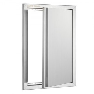 Puerta de Acceso para BBQ, Puerta de Cocina Exterior Individual de 432x610 mm, Puerta de Montaje Flush de Acero Inoxidable, Puerta Vertical de Pared con Mango Recesado, para Isla de BBQ, Estación ...