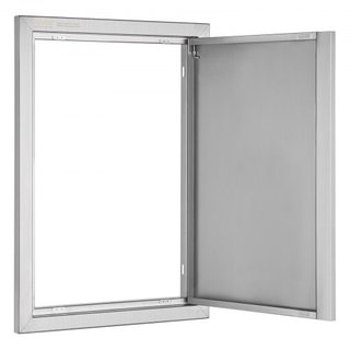 Puerta de Acceso para BBQ, Puerta de Cocina Exterior Individual de 432x610 mm, Puerta de Montaje Flush de Acero Inoxidable, Puerta Vertical de Pared con Mango Recesado, para Isla de BBQ, Estación ...