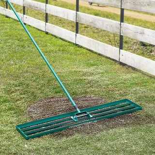 Rastrillo Nivelador de Césped, Herramienta de Nivelación de Césped de 121.9 x 25.4 cm, Nivelador de Césped de Alta Resistencia con Mango Extendido de Acero de 198.1 cm, Rastrillo Nivelador para Ja...